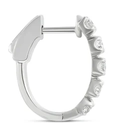 19MM Oval Hoop Diamond Earrings, 14K White Gold Hot