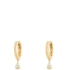 12.5MM Pear Shaped Diamond Hoops, 14K Yellow Gold Discount