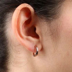 14MM Rose Gold Huggie Hoop Earrings 14K Clearance