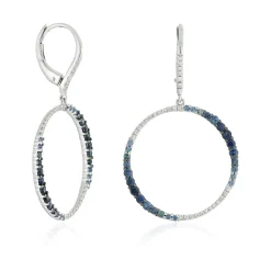 20MM Sapphire & Diamond Circle Earrings 14K Outlet