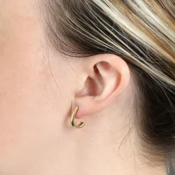 15MM Small "J" Hoop Earrings 14K Sale