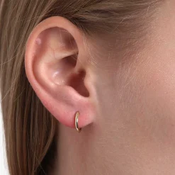 12MM Smooth Huggie Hoop Earrings, 14K Yellow Gold Discount