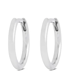 12MM Smooth Huggie Hoop Earrings, 14K White Gold Discount