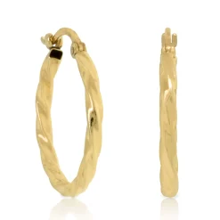 18MM Twisted Hoop Earrings 14K New