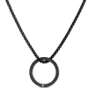 24mm Zirconium Ring Pendant on Black Stainless-Steel Chain