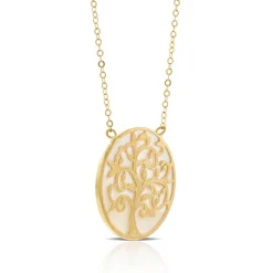 Mother of Pearl Tree of Life Necklace 14K Clearance