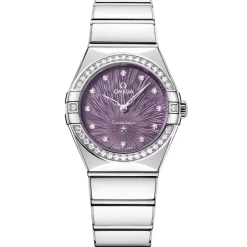 Omega Constellation Steel on Steel Purple Dial Watch, 28mm