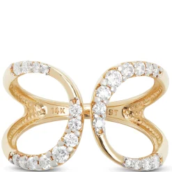 Open Bypass Diamond Ring, 14K Yellow Gold New