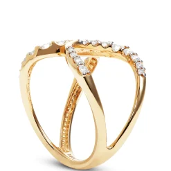 Open Bypass Diamond Ring, 14K Yellow Gold New