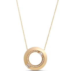 Open Center Circle Pendant with Diamonds, 1 Carat, 14K Yellow Gold Outlet