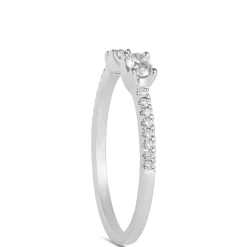 Open Center Oval and Round Diamond Ring, 14K White Gold Hot