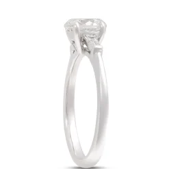 Oval and Baguette Diamond Engagement Ring, 1 Carat Total Weight, 14K White Gold New