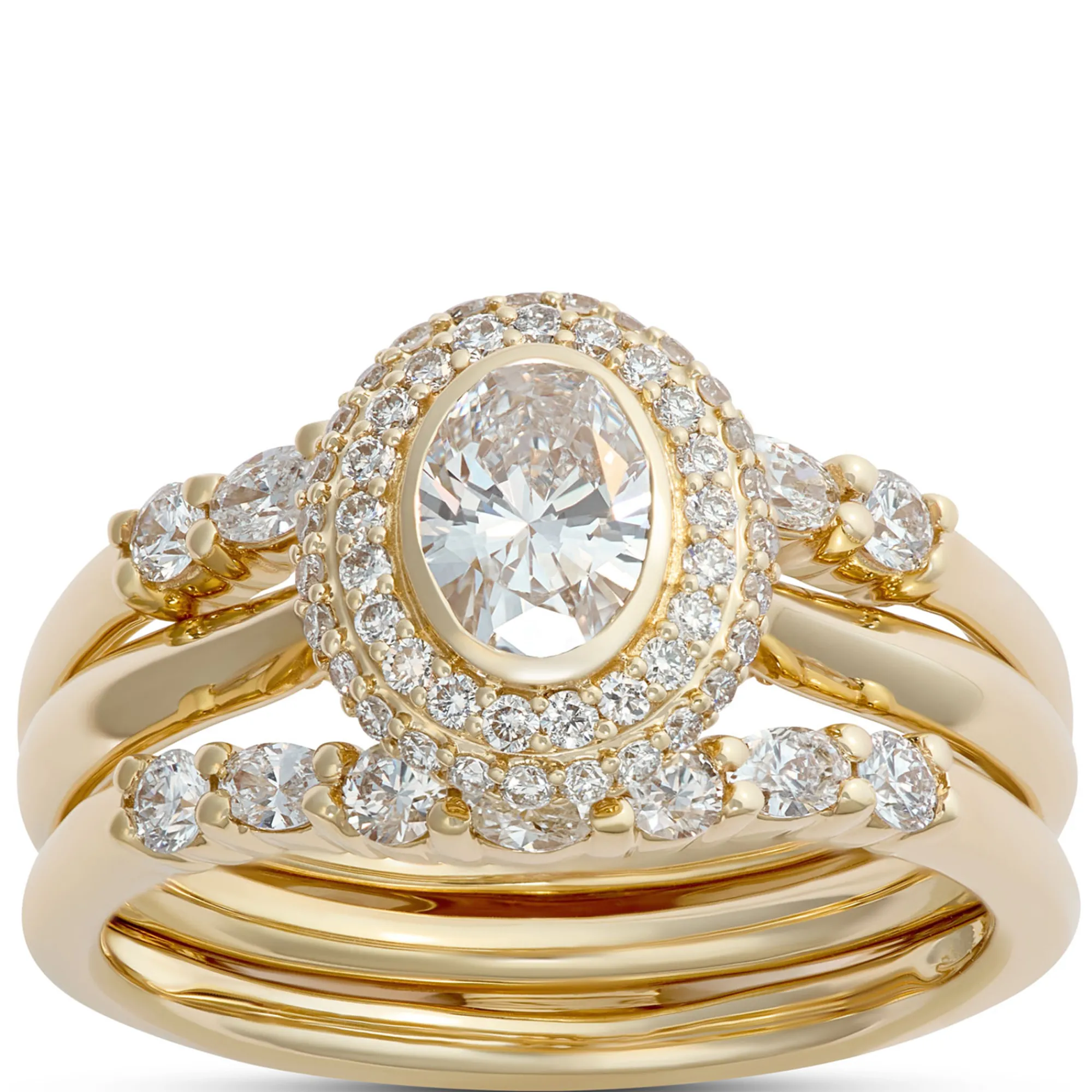 Oval and Round Diamond Ring Enhancer in 14K Yellow Gold Best