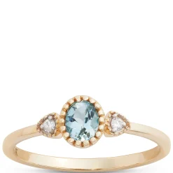 Oval Aquamarine and Diamond Ring, 14K Yellow Gold Best