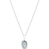 Oval Aquamarine Pendant, 14K White Gold Hot
