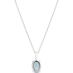 Oval Aquamarine Pendant, 14K White Gold Hot