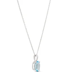 Oval Aquamarine Pendant, 14K White Gold Hot