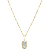 Oval Aquamarine Pendant Necklace, 14K Yellow Gold Outlet