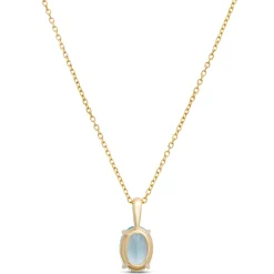 Oval Aquamarine Pendant Necklace, 14K Yellow Gold Outlet