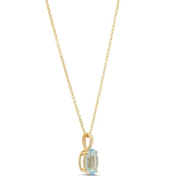 Oval Aquamarine Pendant Necklace, 14K Yellow Gold Outlet