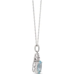 Oval Aquamarine Pendant Necklace, 14K White Gold Clearance