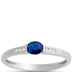 Oval Blue Sapphire and Diamond Ring, 14K White Gold Online