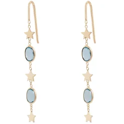 Oval Blue Topaz Dangle Earrings, 14K Yellow Gold Best
