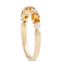 Oval Citrine and Round Diamond Ring, 14K Yellow Gold Clearance