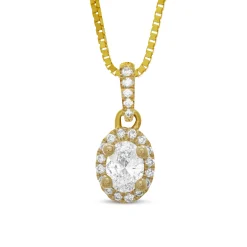 Oval Cluster Diamond Pendant, 14K Yellow Gold Clearance