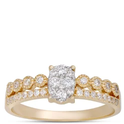 Oval Cluster Diamond Ring, 14K Yellow Gold Clearance