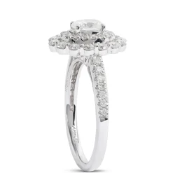Oval Cut Halo Diamond Ring, 14K White Gold Online