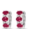 Oval Cut Ruby and Diamond Hoop Earrings, 14K White Gold Online