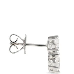 Oval Diamond Earrings, 2-¾ Total Carat Weight, 18K White Gold Hot