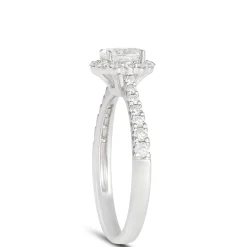 Oval Diamond Halo Engagement Ring, 14K White Gold Best