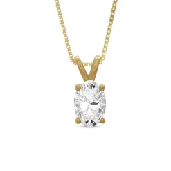 Oval Diamond Pendant, ¾ Carat Total Weight, 14K Yellow Gold Clearance
