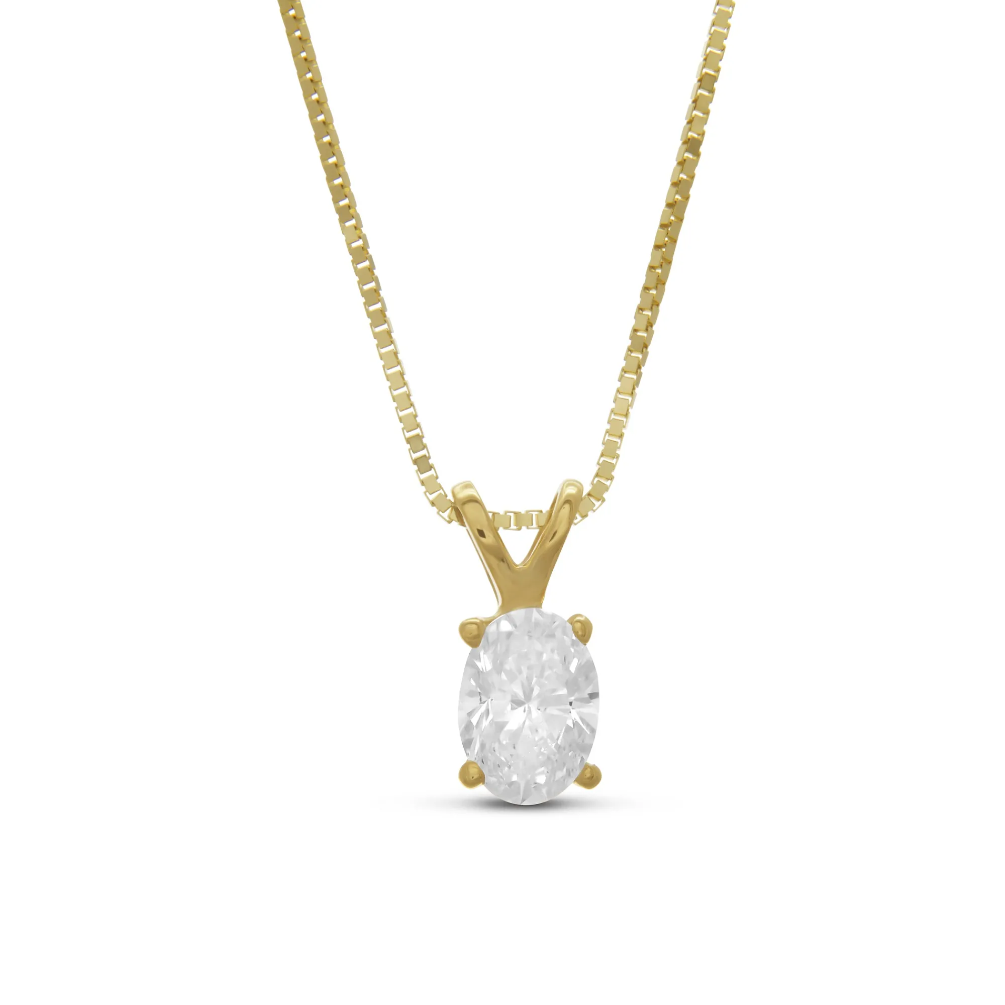 Oval Diamond Pendant, ⅓ Carat Total Weight, 14K Yellow Gold Discount