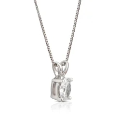 Oval Diamond Pendant, ⅓ Carat Total Weight, 14K White Gold New