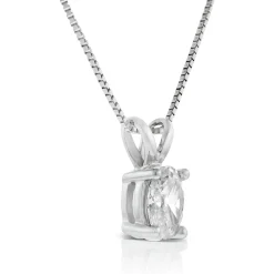 Oval Diamond Pendant, ⅓ Carat Total Weight, 14K White Gold New