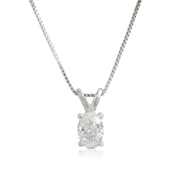 Oval Diamond Pendant, ⅓ Carat Total Weight, 14K White Gold New