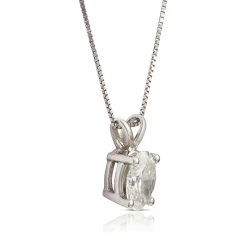Oval Diamond Pendant, ¾ Carat Total Weight, 14K White Gold Hot