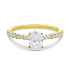 Oval Diamond Ring in 14K Yellow Gold Sale