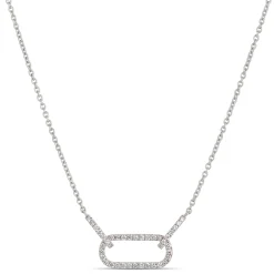 Oval Diamond Ring Pendant, 14K White Gold Sale