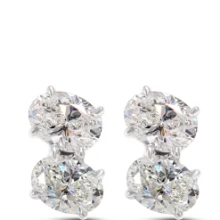 Oval Diamond Stud Earrings, 9/10 Total Carat Weight, 18K White Gold Discount