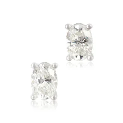 Oval Diamond Studs, 3/4 Carat Total Weight, 14K, White Gold Outlet