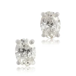 Oval Diamond Studs, 1 Carat Total Weight, 14K, White Gold Sale