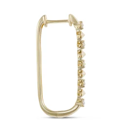 Oval Hoop Diamond Earrings, 14K Yellow Gold Discount