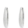 Oval Hoops with Pave Round Diamonds, 14K White Gold Best