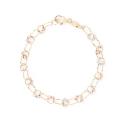 Oval Link Diamond Cut Bracelet, 14K Yellow, White, Rose Gold Outlet