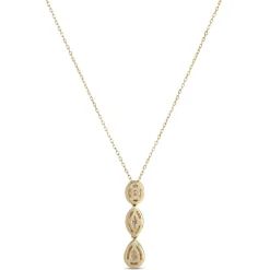 Oval, Marquise and Pear Shaped Diamond Necklace, 14K Yellow Gold