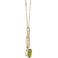 Oval Peridot Pendant Necklace, 14K Yellow Gold Hot